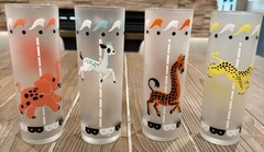 Vintage 1950s Libbey Carousel Merry Go Round Frosted Highball Glasses Set of 4