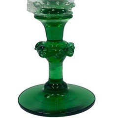 Bullicante Goblet Chalice Clear Green Art Glass Controlled Bubbles 8.75″ Tall