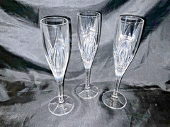 3 Gorham Primrose Fluted Champagne Goblets – 9 1/4″ – Excellent