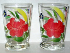 Vintage Libbey Franciscan Hand Painted Floral Glasses
