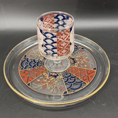 Culver Imari Platter Tray Glass Mid Century 2 Pcs Dip Trifle