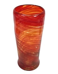 Vintage Heavy Handblown Persimmon Swirl Art Glass 7″ Highball Glass Large Pontil