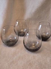 Pier 1 Smoke Gray Crackle Stemless Wine Glasses 4 3/8″ Discontinued Set of 4