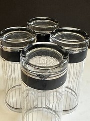 4 MCM Culver Devon Black Highball Tumbler Glasses Vtg Silver 6.25” 14oz Signed