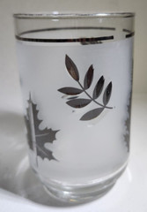 (6pc) Silver Foliage by Libbey 12oz Hostess Silver Leaf on Frosted Glass 4 1/2″h