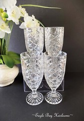Set 4/Footed Iced Tea Glasses, PORTICO, Crystal Clear Ind. Fifth Ave Design