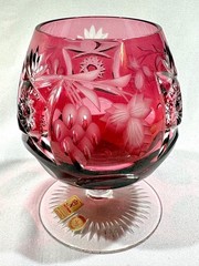 Nachtmann Traube Cranberry Gold Cut to Clear Crystal Cognac Glass W. Germany box