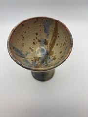 Blue, Tan & Brown Pottery 5.5″ Chalice Goblet