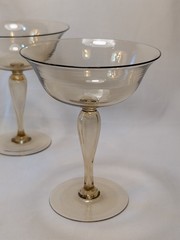 Murano Style Amber Champagne Coupes MCM Unsigned but Gorgeous