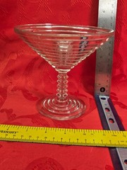 Anchor Hocking Ribbed Art Deco Round Compote Martini Depression Glass- Barware