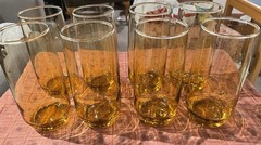 Honey Gold MCM Vintage Ice Tea Tumblers Set Of 8 Likely Anchor Hocking or Libby