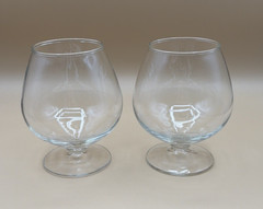 Set of 2 Vintage Clear Glass Brandy Snifters Balloon Cognac Barware Glasses