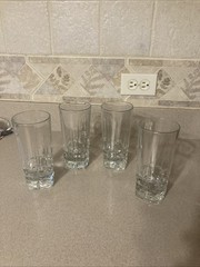 Libbey Squire Tumblers Heavy Glass Square Bottom 16 Oz 6.75 Inch Set of 4