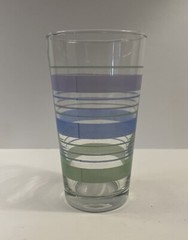 LIBBEY Striped Blue Green Purple 16oz Tumbler Cooler Glasses 6″ USA
