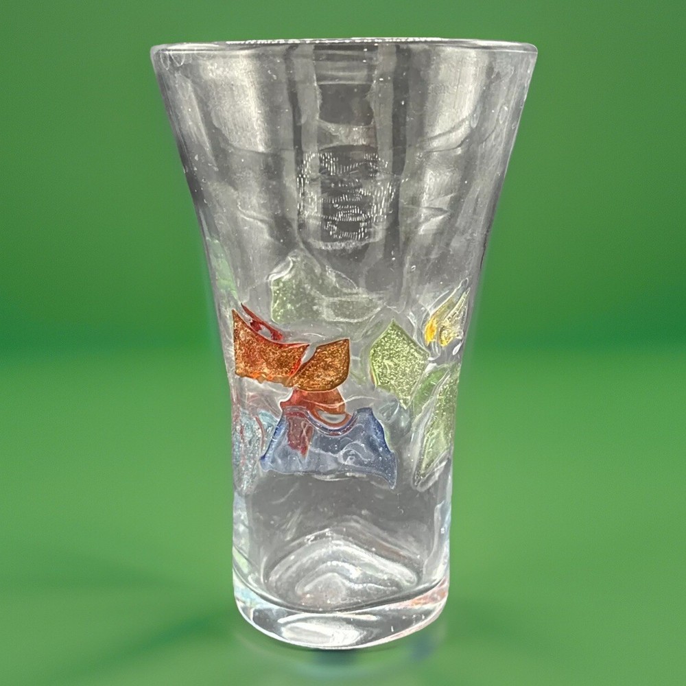 Set Of 6~13 Oz Amici Mosaic Fused Sea Glass Applied Beautiful. Made In Italy