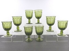 8 Noritake Provincial Moss Green Wine Glasses Set Vintage 4 5/8″ Elegant Bar Lot