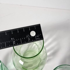 Vintage Uranium Glass Vase 2 Sherbet Coupe Glasses Etched Floral Vaseline Glow 3