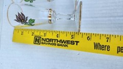 MCM 1960’S 4 VTG Sherry Cordial GLASS STEMWARE, FLORAL FLOWERS Gold Gild