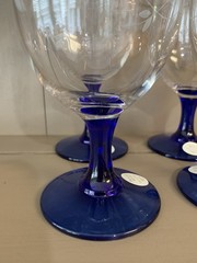 Princess House Crystal Heritage Blue Stem Iced Tea Glasses #644 Vtg Set of 4 NIB
