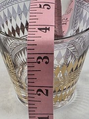 4 RARE Vtg George Briard Diamond Lattice Golden Diamond Lowball Rocks Glass. 122