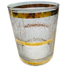 Pair New York Culver 22k Gold Lowball Whiskey Glass Tumblers WTC Twin Towers MCM