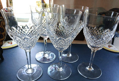 5 Val St. Lambert Normandy water/wine glasses goblets 7 3/8″ EUC Signed VSL