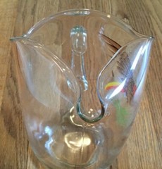 4 Vintage Clear Hand Painted Pheasants Ice Tea Glasses Tumblers w/ 84oz Pitcher