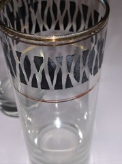 Vintage highball Glasses Tumblers Gold Trim zebra print tiki barware Set Of 6