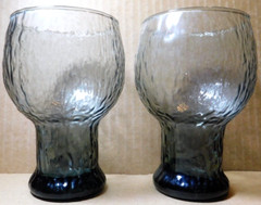 Indiana Glass~Grey Glacier Clear Entertainment 2 Vtg. Clear Black Water Goblets