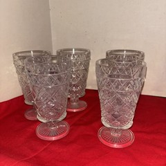 Set of 5 Hazel Atlas Big Top Iced Tea Glasses Goblet VTG No Chips- Estate Find