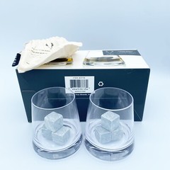 Glacier Rock Tumbler Set 2 Drink Rocks Glasses 6 Soapstone Cubes Open Box Viski