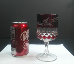 Victoria, Greensburg Glass Co, Goblet, Ruby Stain w/ Engraving, EAPG, c1892