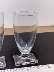 REDUCED!! Heisey NEW ERA, Rectangle base: TWO Juice Glasses , 4 3/4″ Tall.