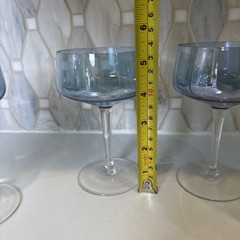 Set of 6 Cocktail Glasses Iridescent Blue Clear Stem Light Weight