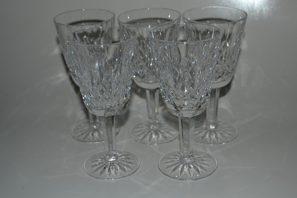 5 Vintage 4 Oz. Waterford Lismore WIne Glasses 5 1/2 Inch
