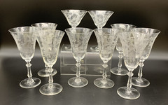 Glastonbury Lotus Vesta Clear 10pc Set: 8 Goblets & 2 Champagne Coupes