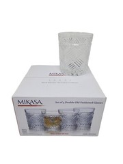 Mikasa Set of 4 Fine Crystal Double Old Fashion Glasses New