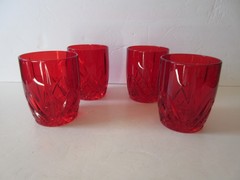 Set of 4 Waterford Crystal Marquis Brookside Red Double Old-Fashioned Glasses