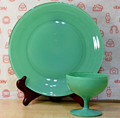 Green 9″ Plate and Pedestal Sherbet Cup