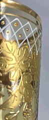 Bohemian Moser Juice Glass / Tumbler Gold Enamel Grape Vine Decor Late 1800s
