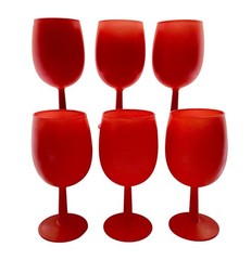 6 Vintage MCM Orange/Red Frosted Matte Goblets Blendo Style By Rainbow Glass