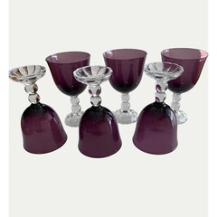 6 Fostoria American Lady Amethyst Water Goblets