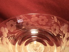 Libbey Crystal 3005-8 Pattern Gray Cut Floral Design Champagne Tall Sherbet Stem