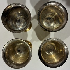 Vintage Four-Piece Indian-made Brass Cup Goblet Set for Brandy, Whiskey, Wine