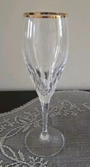 Gorham Crystal Diamond Gold Champagne Flute With Gold Rim