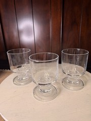 MCM Crystal Short Wine Water Glasses Thick Stem Set Of 3 Vintage 4.5”
