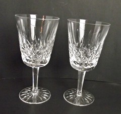 ESTATE Vintage Waterford Crystal Lismore Pair Water Goblets 6-7/8″ Set of Two