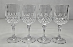 4 Vintage Cristal D’Arques LONGCHAMP Wine Glasses 6.5″ Lead Crystal France 6 oz