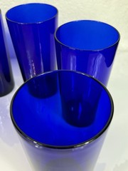 Set of 6 VTG LIBBEY Cobalt Blue Tumbler 6-1/4″ Tall Drinking Glasses 16 oz MCM
