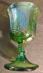 Set Of Four Perfect Indiana Glass Goblet Iridescent Green Carnival Grapes 5.25″
